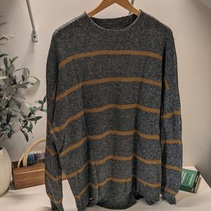 Gray and brown stripe oversized sweater